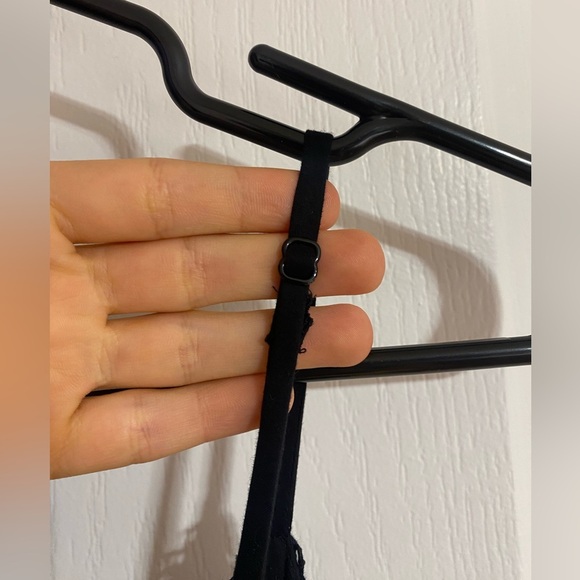 Aritzia Wilfred Irene Wide Leg Flowy Lace Trim V-Neck Black Modal Romper Size XS - Picture 13 of 16